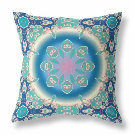 PALACEDESIGNS 20 in. Jewel Indoor & Outdoor Zippered Throw Pillow Blue & Turquoise PA3659759